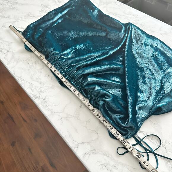 Cinq a Sept Shiny Astrid Mini Dress Women’s Size 6 Teal Topaz NEW - Picture 11 of 11
